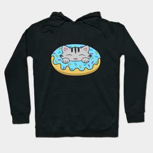 Blue Doughnut Kitten Hoodie